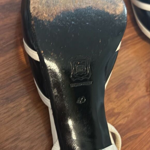 Rene Mancini black and white pointy toe heels Paris size 40 9.5 - Picture 6 of 7